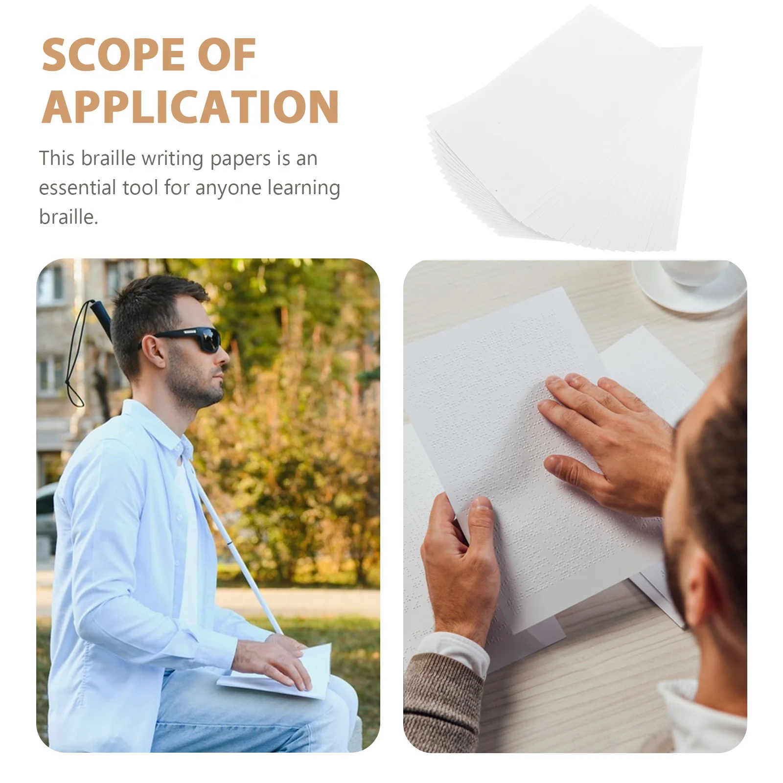 

20Pcs Braille Writing Paper Smooth Durable Sheets for Blind People Braille Practice Educational Supplies Enhance Reading