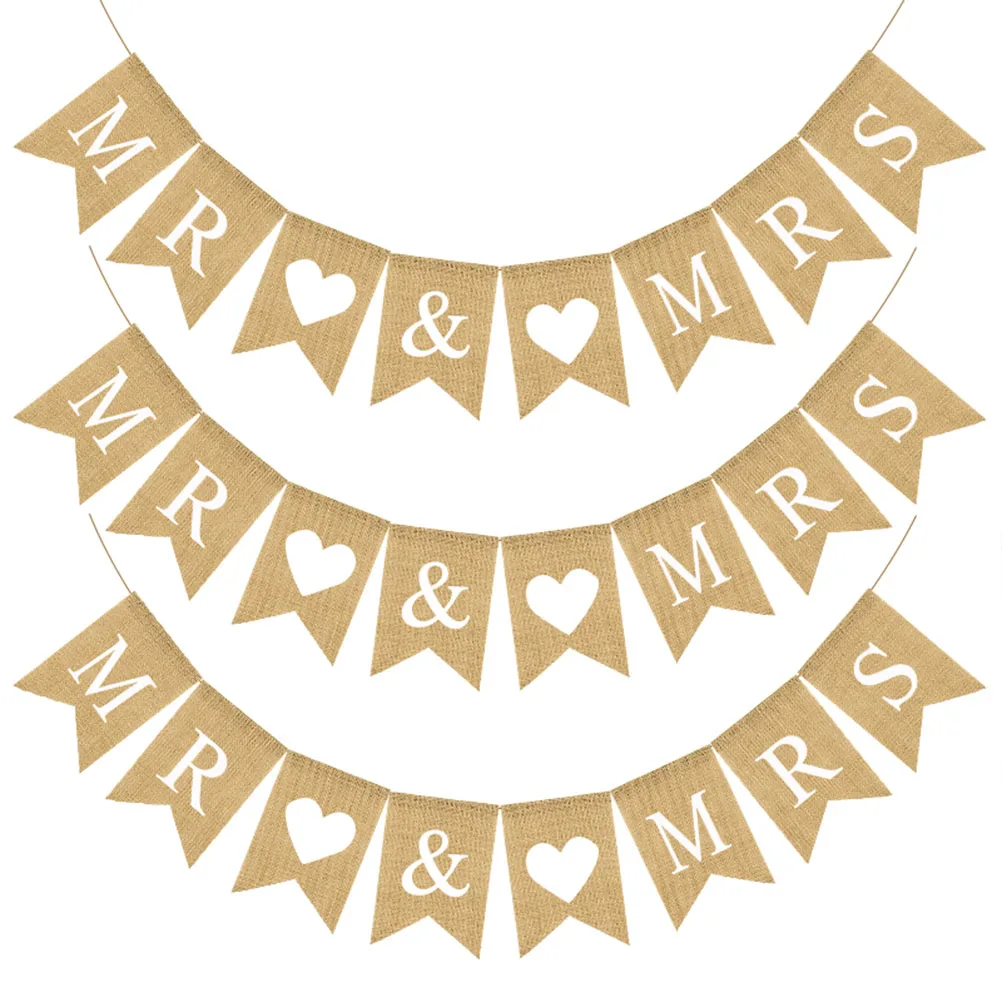 

Pull Flower Banner Burlap Decoration Wedding Shower Marry Garlands Bridal Bunting