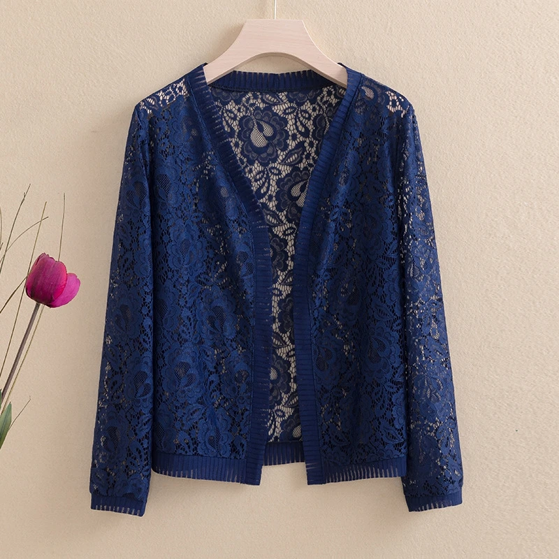 2023 Autumn Summer Lace Cardigan Women Female Cardigans Solid Color Women Shawl Coat Ladies Outerwear