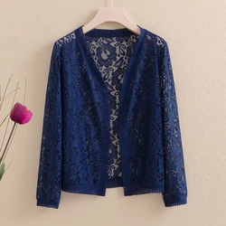 2023 Autumn Summer Lace Cardigan Women Female Cardigans Solid Color Women Shawl Coat Ladies Outerwear