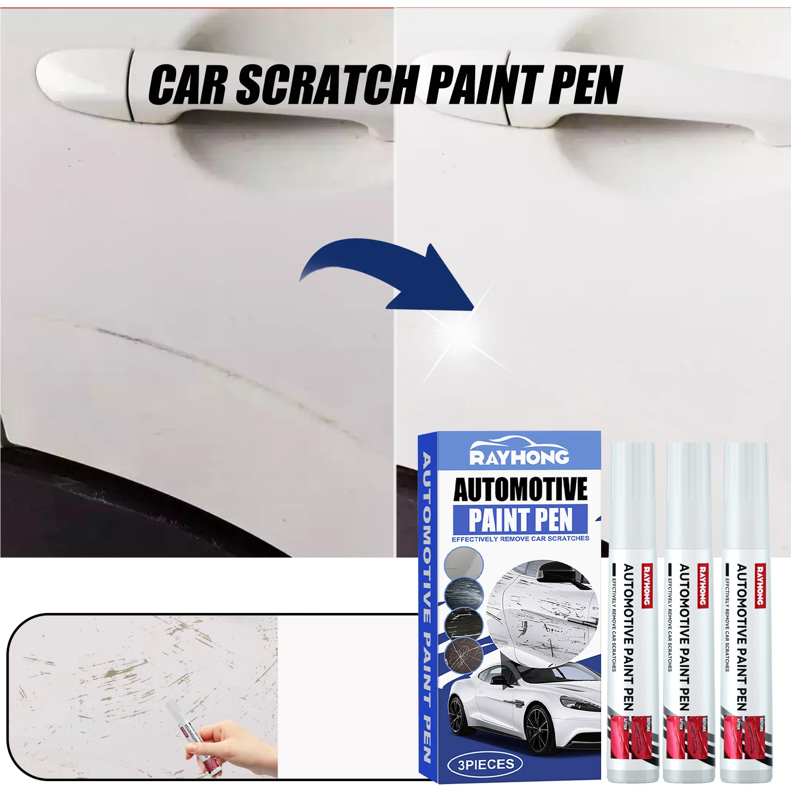 السيارات اللمس حتى الطلاء الأسود لمعان OEM اللون مباراة القلم 3 مجموعة رقاقة طقم تصليح لخدوش السيارة يستعيد مصنع الشتاء #2