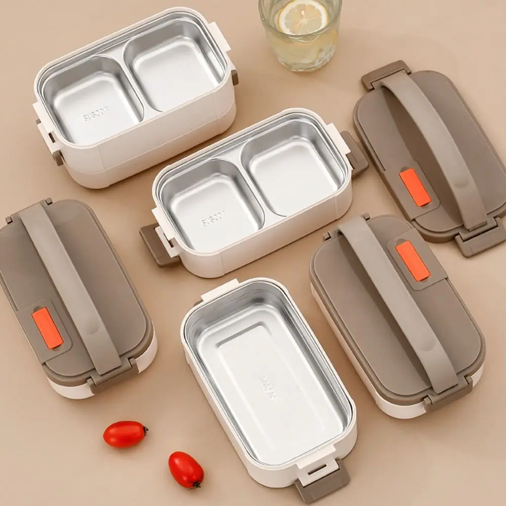 Poratble 600ml Insulated Lunch Box Microwaveable Detachable Food Storage Container Rectangular with Handle Food Box School