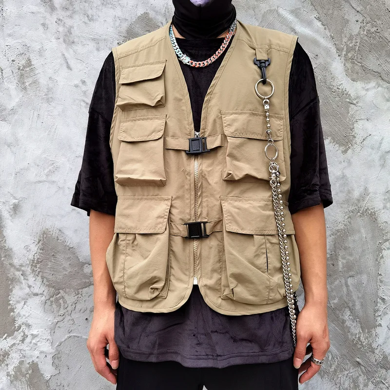 Field Multi Pocket How Big is the  Vest Function Tactical Vest Outer Coat High Stree Jacket Man