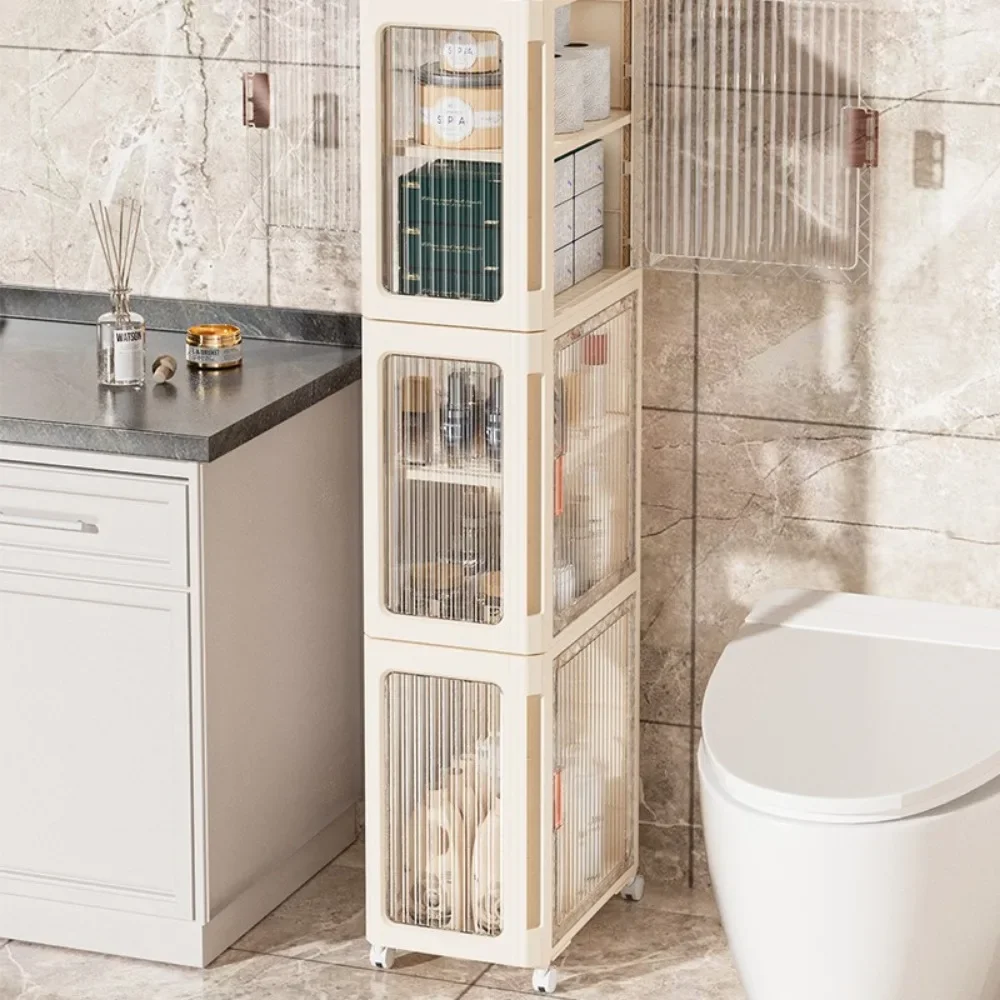 Armoire de rangement multifonctionnelle à haute capacité, armoires de rangement avec couture d'humidité pour toilettes domestiques, MELStyle