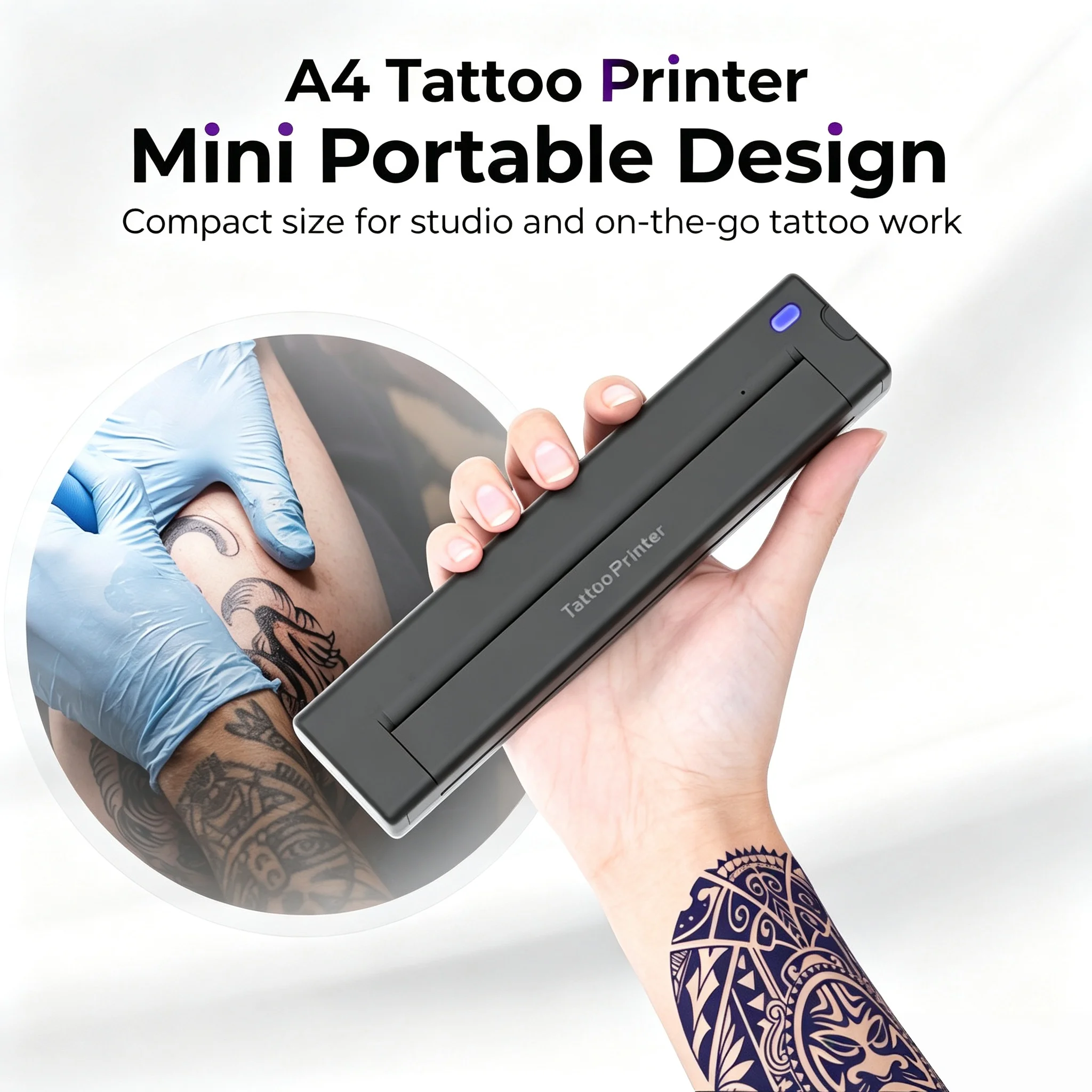 Wireless Tattoo Printer Thermal Stencil Maker A4 Portable Phone BT Printing Machine for Tattoo Kit Accessories