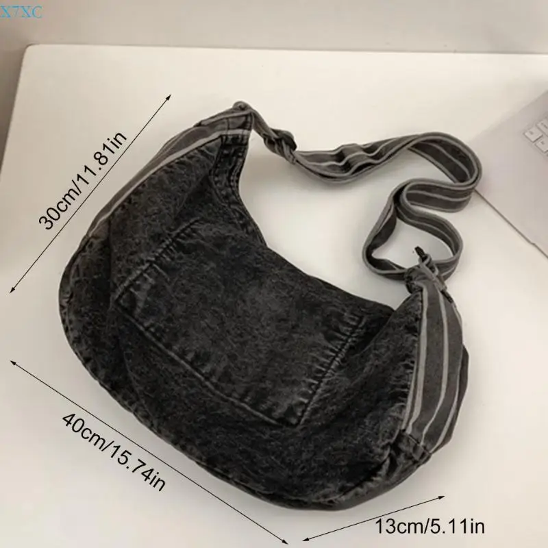 x7xc ความจุขนาดใหญ่ denims กระเป๋า crossbody สำหรับผู้หญิงผู้ชาย multipurpose วินเทจ canvas jean