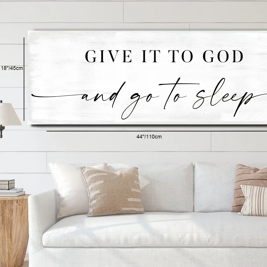 Give It To God and Go to Sleep Large Size Wall Art Canvas Painting Creative Poster Prints Picture for Master Bedroom Decor