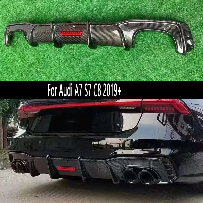 

For Audi A7 S7 C8 2019+ Carbon Fiber Car Rear Bumper Diffuser Rear Splitters Spoiler Back lip Upgrade Auto parts body kit