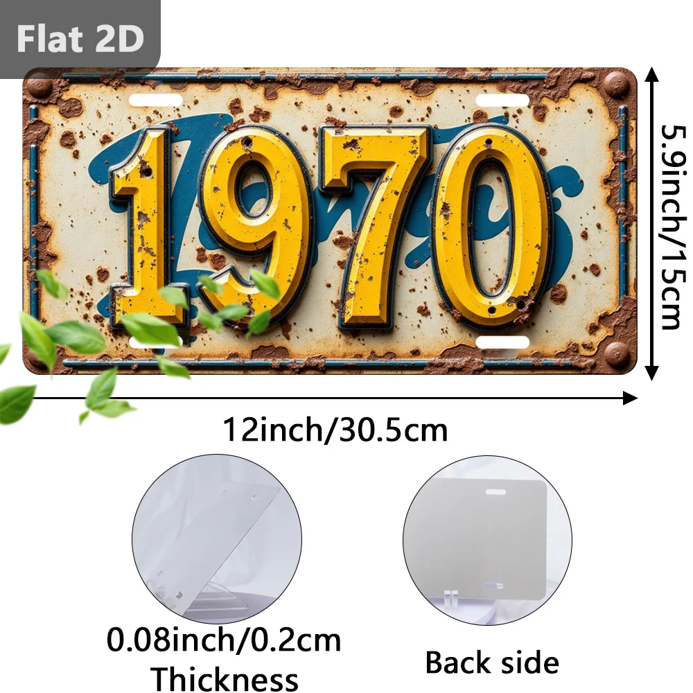 

1970 Rustic Metal License Plate, Vintage Outdoor Wall Decor, Retro 2D Sign