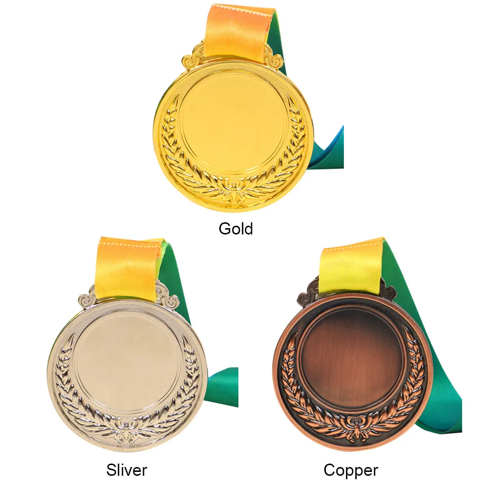 5PCS Winner Award Medal with Neck Ribbon Gold Silver Bronze Award Medal Round for School Sport Competition Medal Souvenir Medal