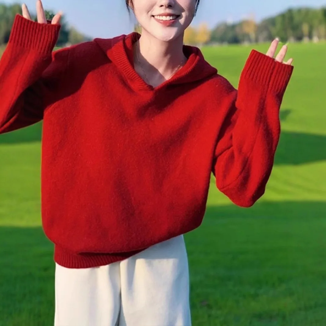 Traf Knit Hooded Woman Clothing New Spring Autumn Short Sweater For Women Woolen Shirt Casual Pullovers Jumper Female Tops