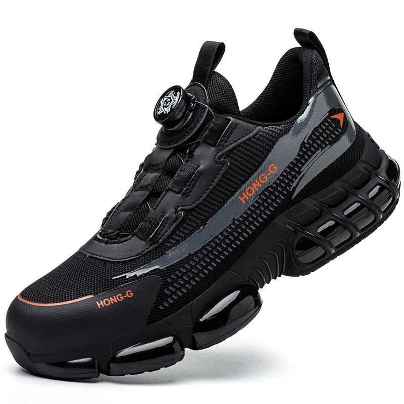 Men Rotating Button Work Sneakers Steel Toe Shoes Safety Boots Puncture-Proof work Shoes Indestructible Fashion Protective Shoes
