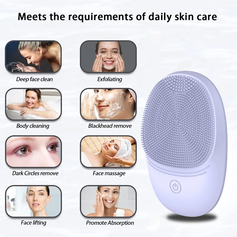 Elektrische zachte siliconen tandenreiniger, reinigingsborstel, sonische trillingen lossen reinigingsborstel, diepe reiniging.