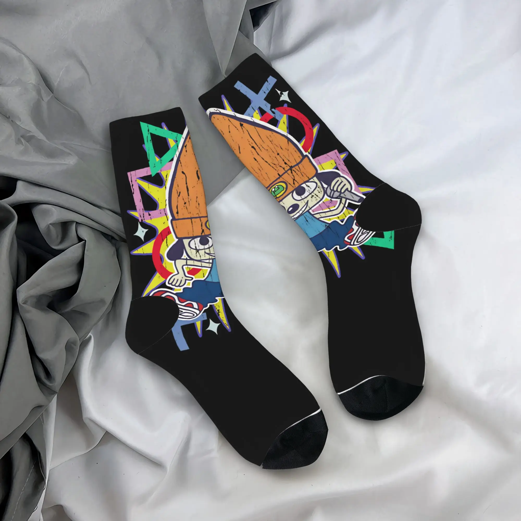 PaRappa The Rappers Socks  Design Stockings Anti Slip Men's Socks Medium Soft Spring Funny Running Sports Socks