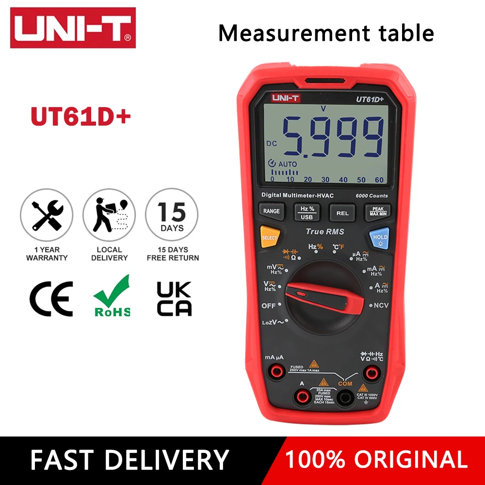 UNI-T UT61D UT61E Plus Smart Multimeter 22000 Counts AC DC Ammeter Voltmeter Multitester Digital Professional Multi Meter