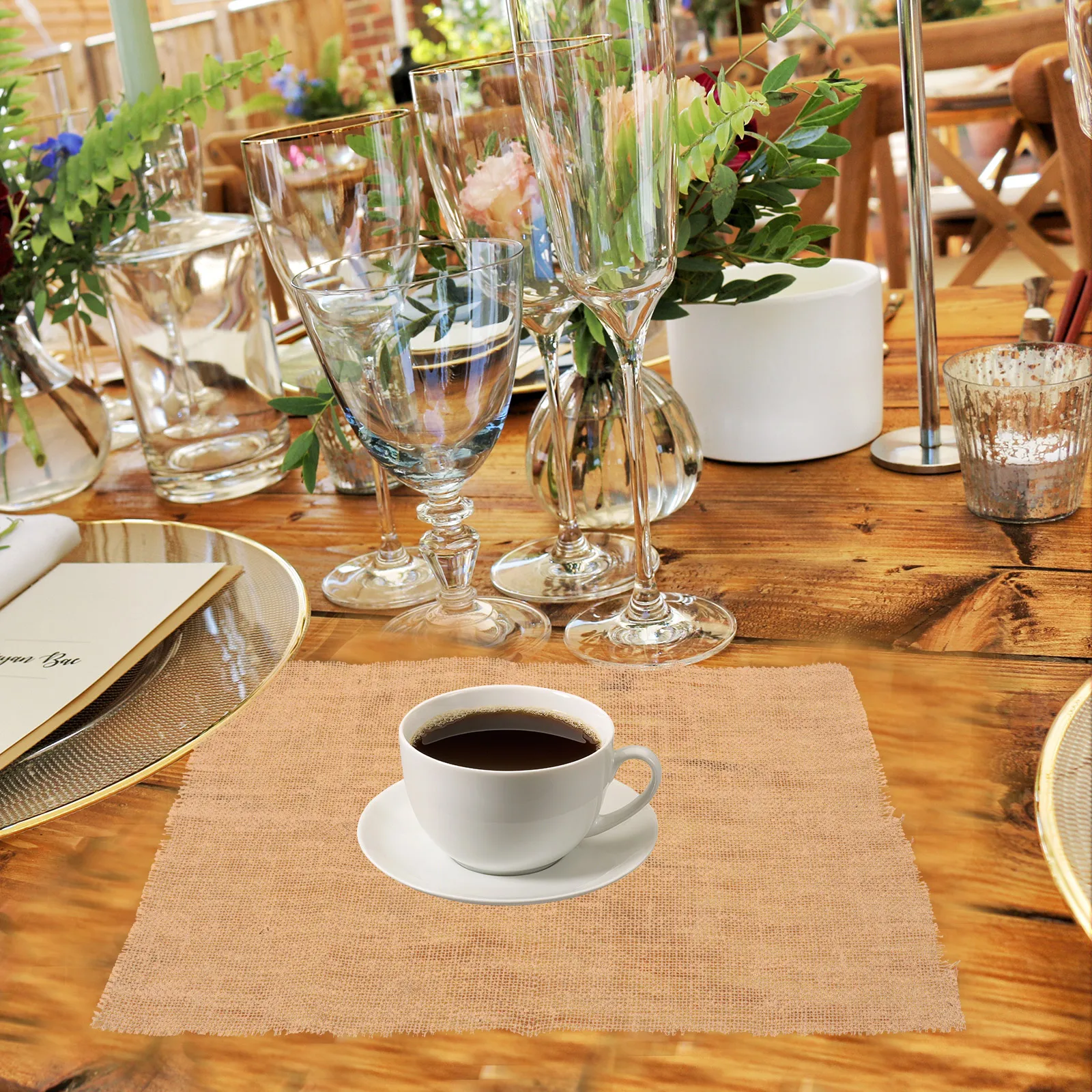 

Jute Coarse Linen Table Mat Decorative Farmhouse Style Heat Insulation Placemat for Dining Coffee Tables Kitchen Use