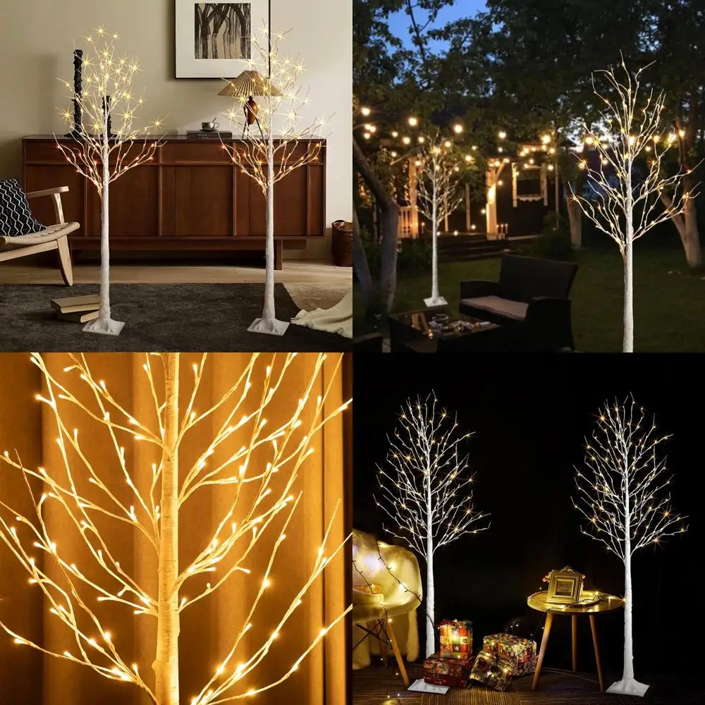 

Prelit White Birch Christmas Trees, 2 Pack, 6 Feet, LED Lights, Twinkling Twig Trees for Xmas Home Party, Indoor Outdoor Decor