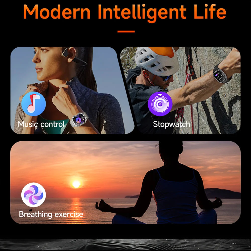 2025 ใหม่ SmartWatch 2.01 'ขนาดใหญ่ Full Touch Screen ไฟฉาย LED เลือดออกซิเจน Health Monitor Men Smartwatches 170 + กีฬา Tracker