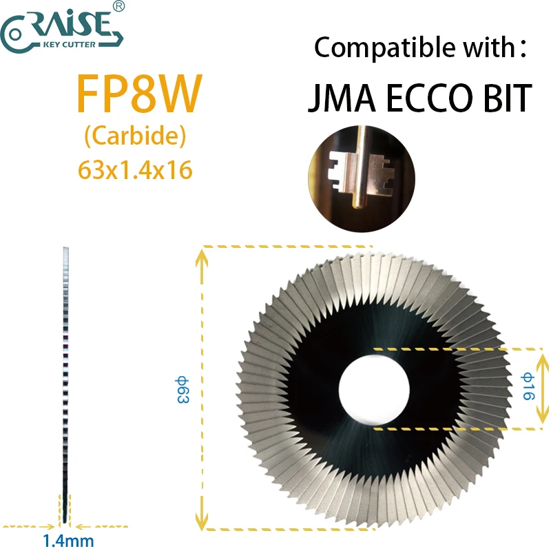 JMA ECCO KEYLINE 201 FP8W FP8 63x1.4x16 klucz maszyny Cutter narzędzia ślusarskie rynek wtórny