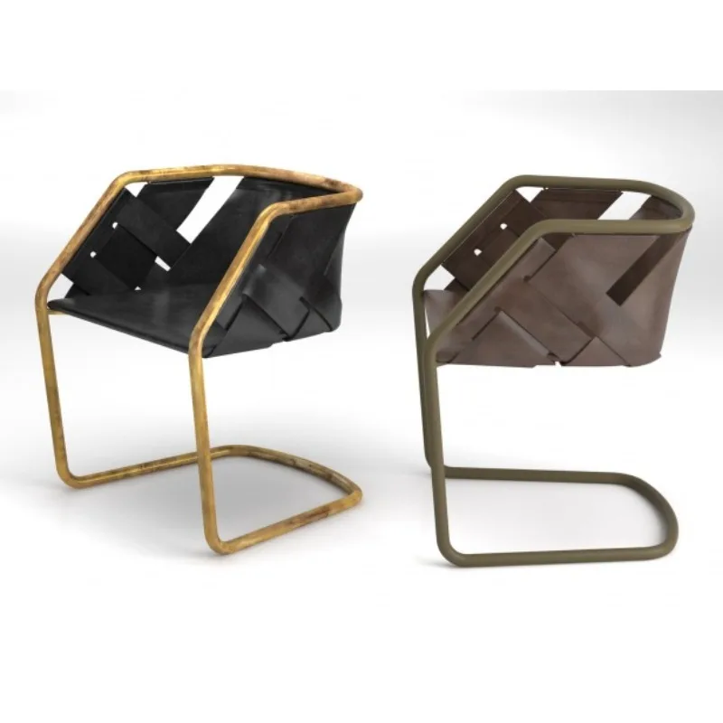 Simple lounge chair, armchair, stainless steel electroplated dining chair