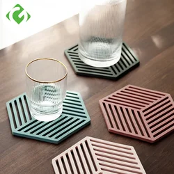 Rubber Tableware Insulation Mat Coaster Cup Hexagon Mats Pad Heat-insulated Bowl Placemat Home Decor Desktop Eco-friendly