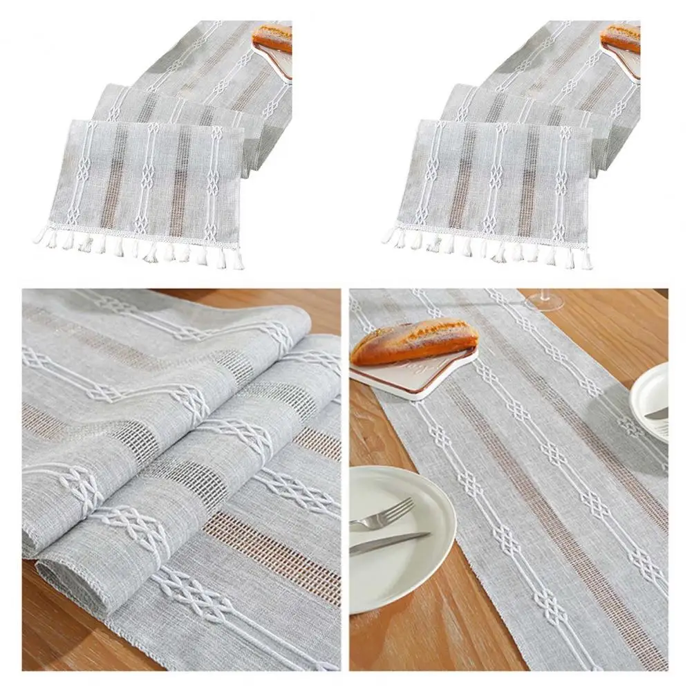 Dining Table Decor Woven Fabric Table Runner Elegant Satin Wedding Party Table Runner with Nordic Style Hollow Out for Hotel