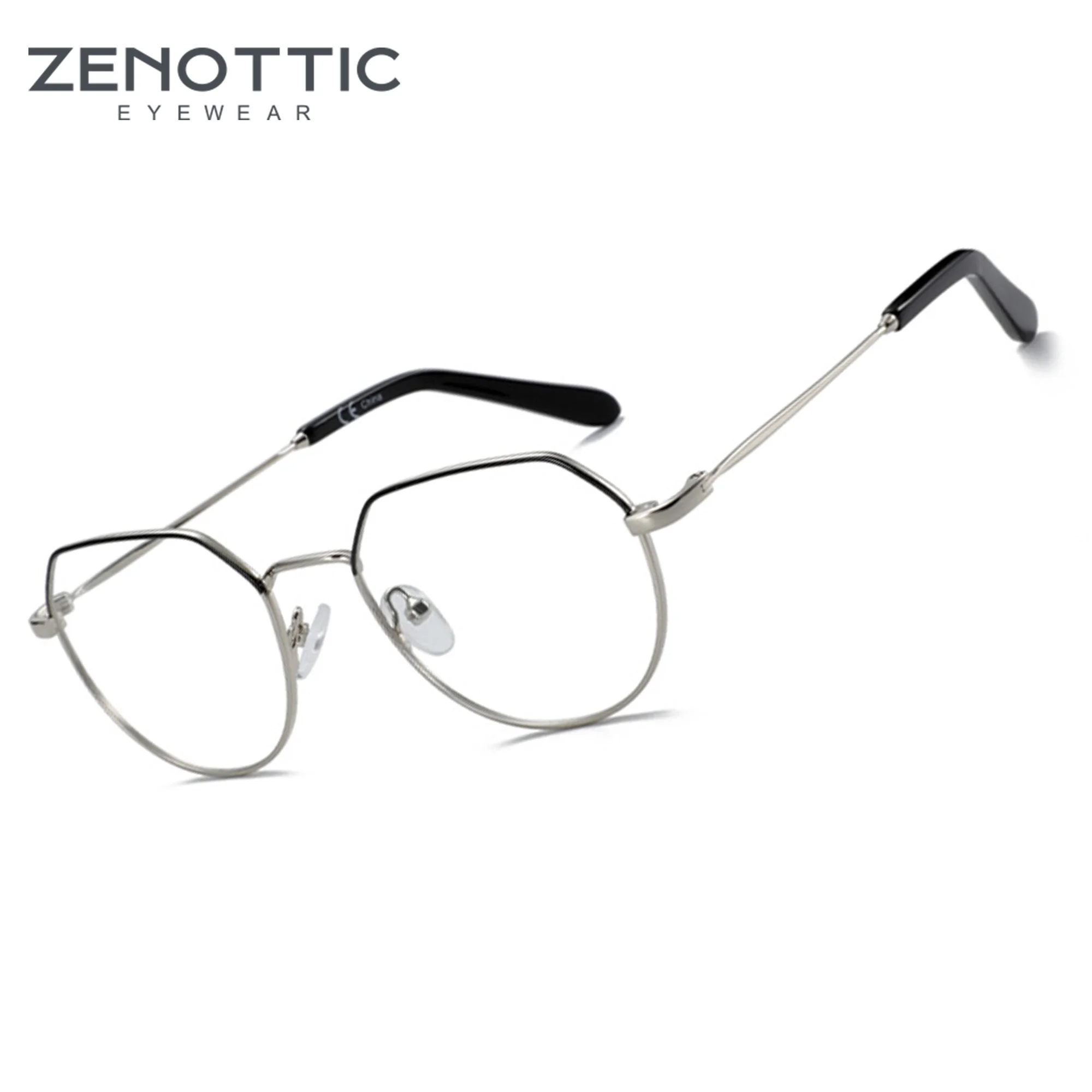 ZENOTTIC Fashion Polygon Optical Glasses Frame for Women Vintage Octagon Square Non-prescription Metal Eyeglasses 410003