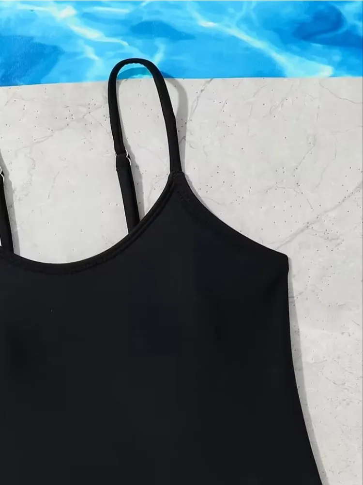 Maillot de bain une pièce pour filles, rose, noir, pour enfants de 6 à 12 ans, tenue de plage, pour adolescents, 2025