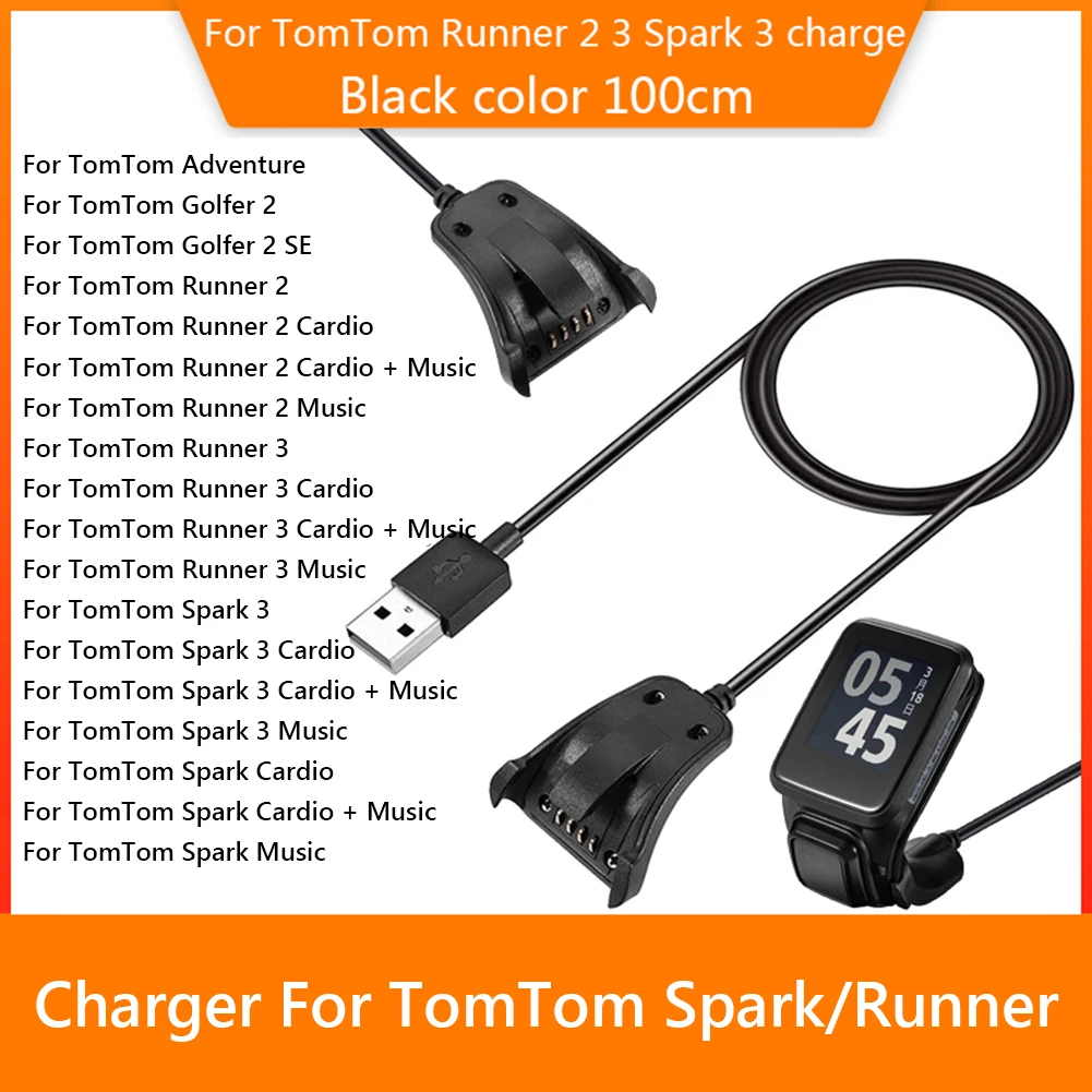 1M Smartwatch USB Charger Data Cable for TomTom Runner 2 Cardio + Music Smart Watch Chargers Dock Cradle