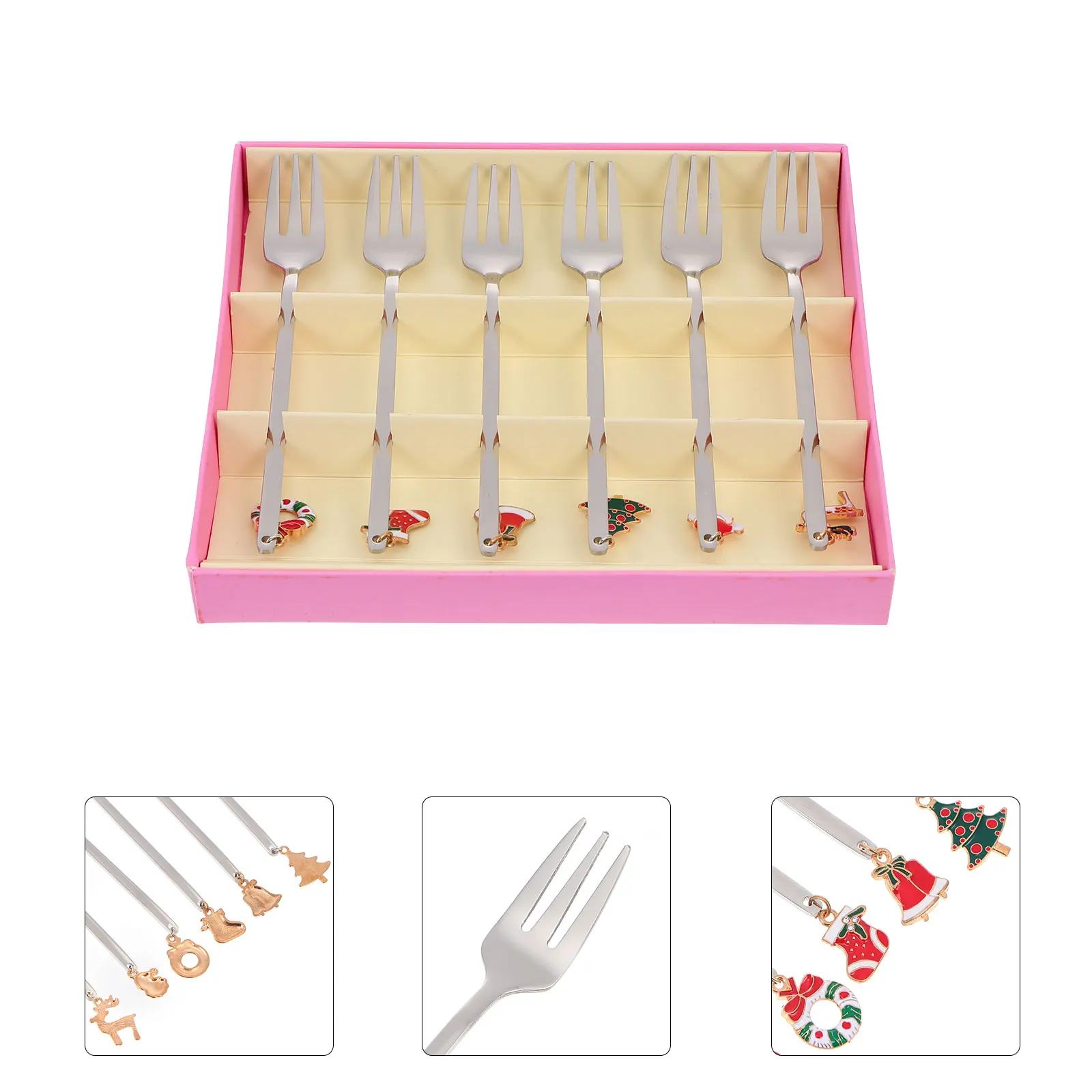 

6 Pcs Christmas Boxes for Gifts Fork Suit Forks Metal Coffee Stirring Silver Tableware