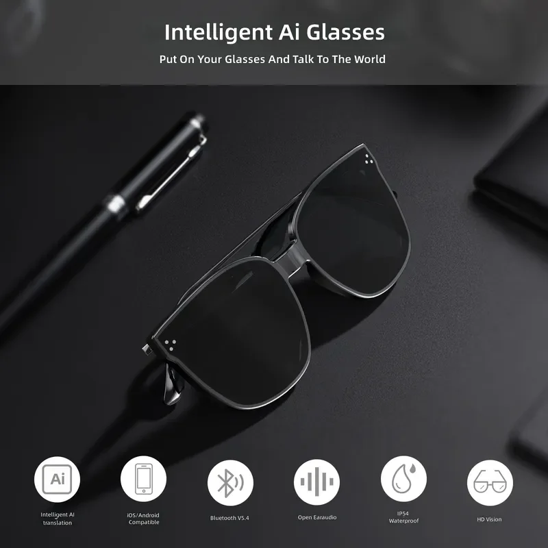 Smart Glasses Bone Conduction Bluetooth Headphones Wireless Open Ear Sports Sunglasses for Men Women Running Cycling Driving