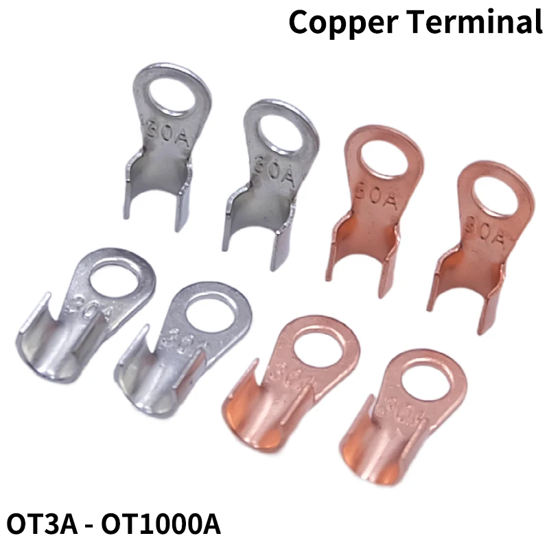 Terminal OT 3/5/10/20/30/40/50/60/100A Splice Wire Dia Bare Copper Nose O Shape Crimp Naked Battery Cable Connector Open Lug