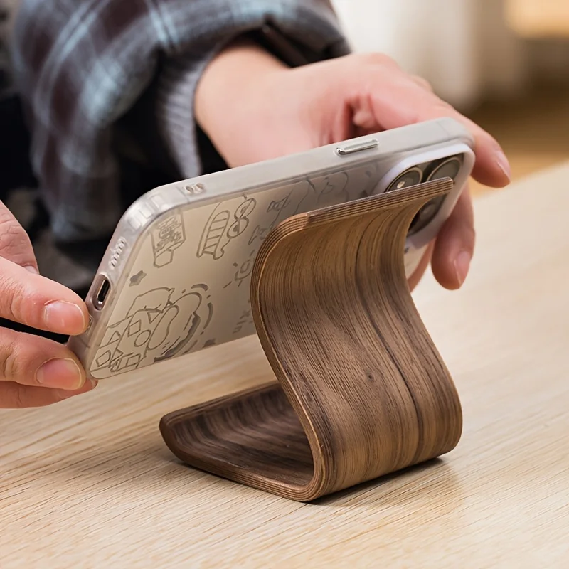 [New Wooden Phone Stand] New Wooden Portable Desktop Phone Stand | Creative Lazy Holder for iPad Tablet, Universal Mobile Stand view 6