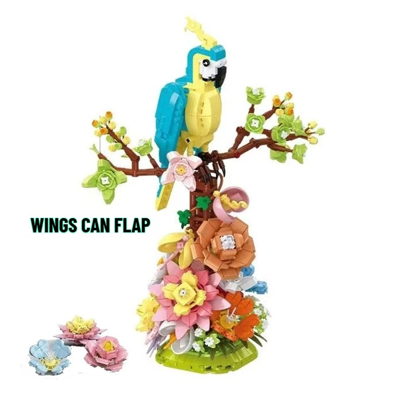 

MOC Creative City Animal Parrot Flower Bonsai Building Block Brick Home Decoration Ornament Children's Kids Toy Gifts
