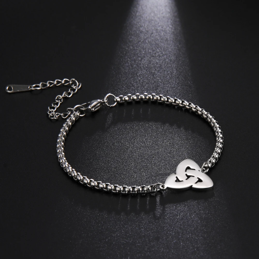 Lucktune Trinity Triquetra Celtic Knot Bracelet Stainless Steel Filigree Charms Amulet Bracelets for Women Vintage Jewelry Gifts