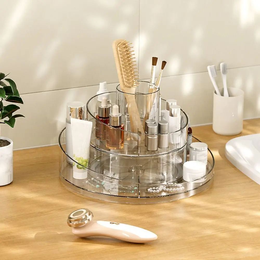 

Plastic Cosmetics Storage Box Creative Rotatable Skincare Shelf Transparent Multi-function Storage Rack Living Room