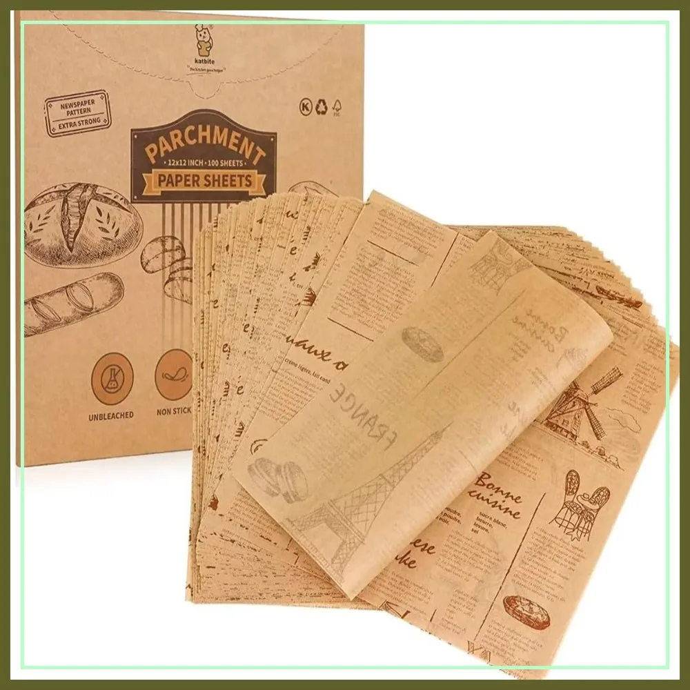 

100 Pcs Sandwich Wrapping Paper, 12x12 inch Grease Proof & Non-stick Baking Parchment Liners