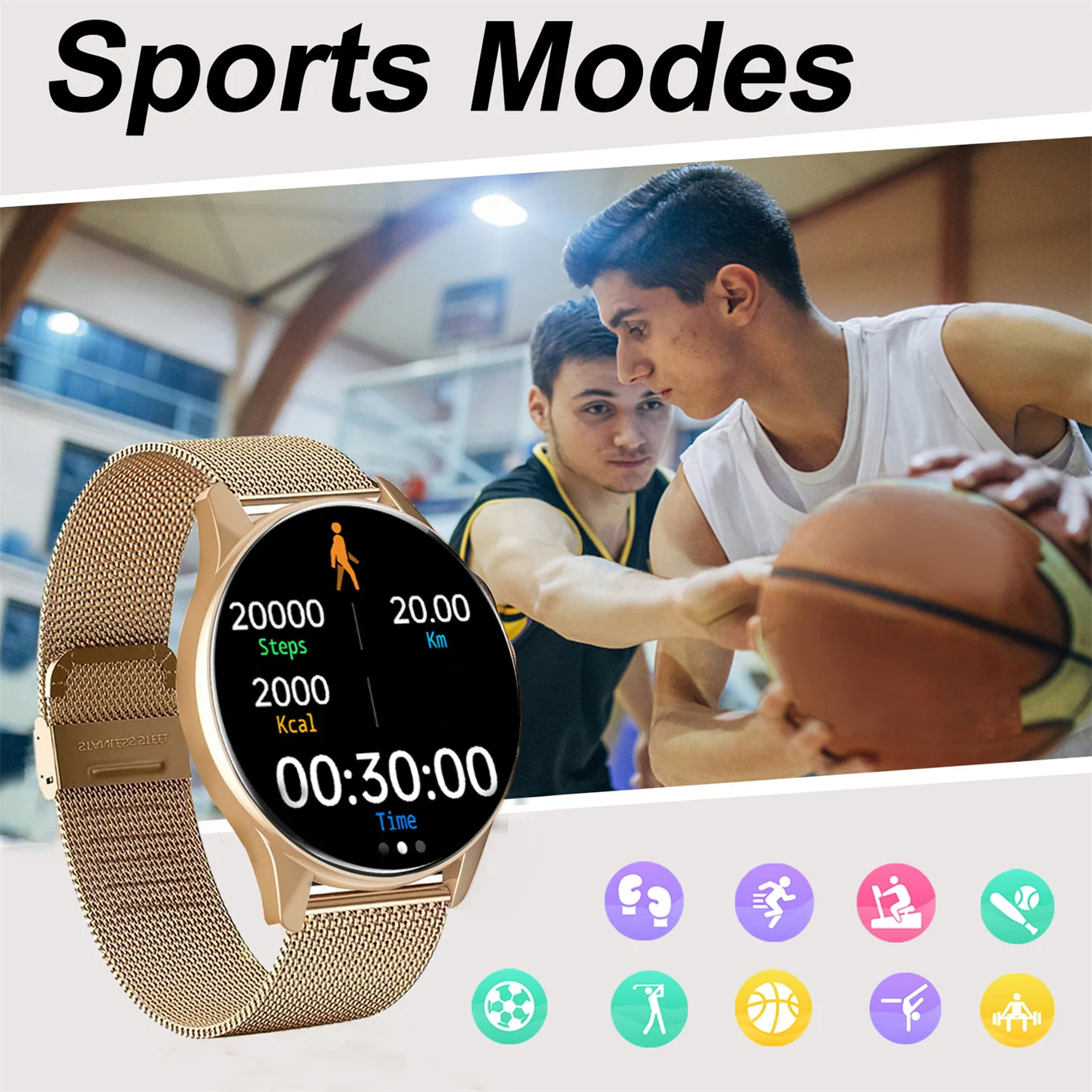Smart Watch, Wireless Call/Dial, Multi-Sport Mode, Alerts, For Men and Women, Customized Wallpaper, iPhone/Andriod