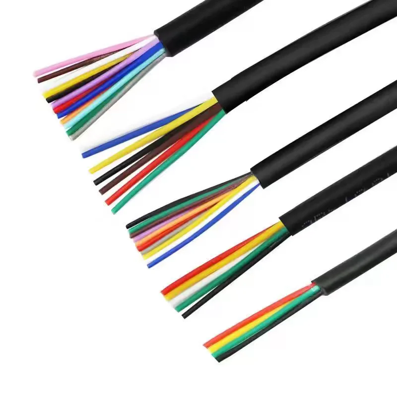 20 AWG 0.5MM2 RVV 2/3/4/5/6/7/8/10/12/14/16/18 Cores Pins Copper Wire Conductor Electric RVV Cable Black