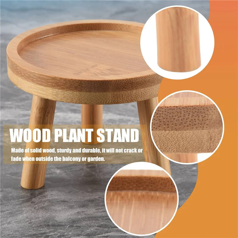 

ABUP-4X Wooden Plant Stand Flower Pot Base Holder Stool High Stool Balcony Succulent Round Flower Shelf For Indoor Outdoor