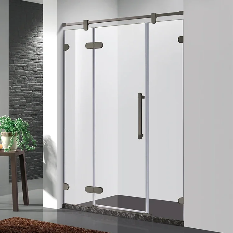 

Factory Direct Transparent Tempered Glass Metal Frame Bathroom Stainless Steel Hardware Hinges Shower Door