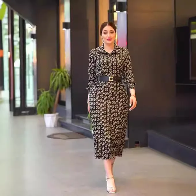 Large Size Muslim Dress Women Printed Shirt-collar Dress for Women Long Sleeve Morocco Party Dresses Evening Islam Dubai Abaya