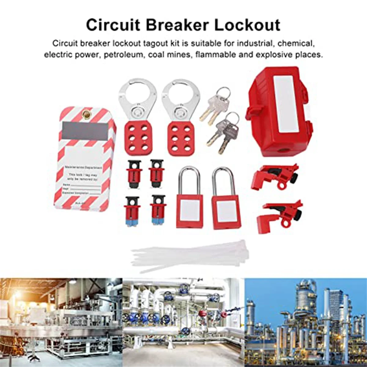 

Electrical Circuit Breaker Lockout Tagout Kit,Safty Padlock Set Plug Lock Out Tag Station Hasps for Industry, AutomobileJAS