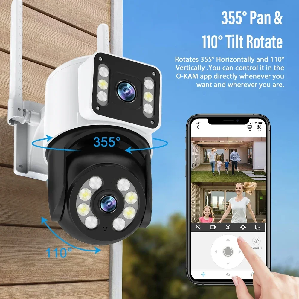 Cámara PTZ 4K de 8MP con WIFI, videocámara HD de doble lente, pantalla Dual, IP, visión nocturna a todo Color para exteriores, seguimiento automático, videovigilancia CCTV camara vigilancia wifi