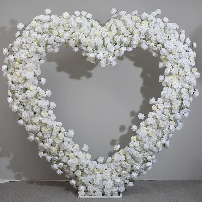 White Heart-shaped Flower Arrangement, Marriage Proposal Ceremony Arrangement, Wedding Decoration Simulation Flower