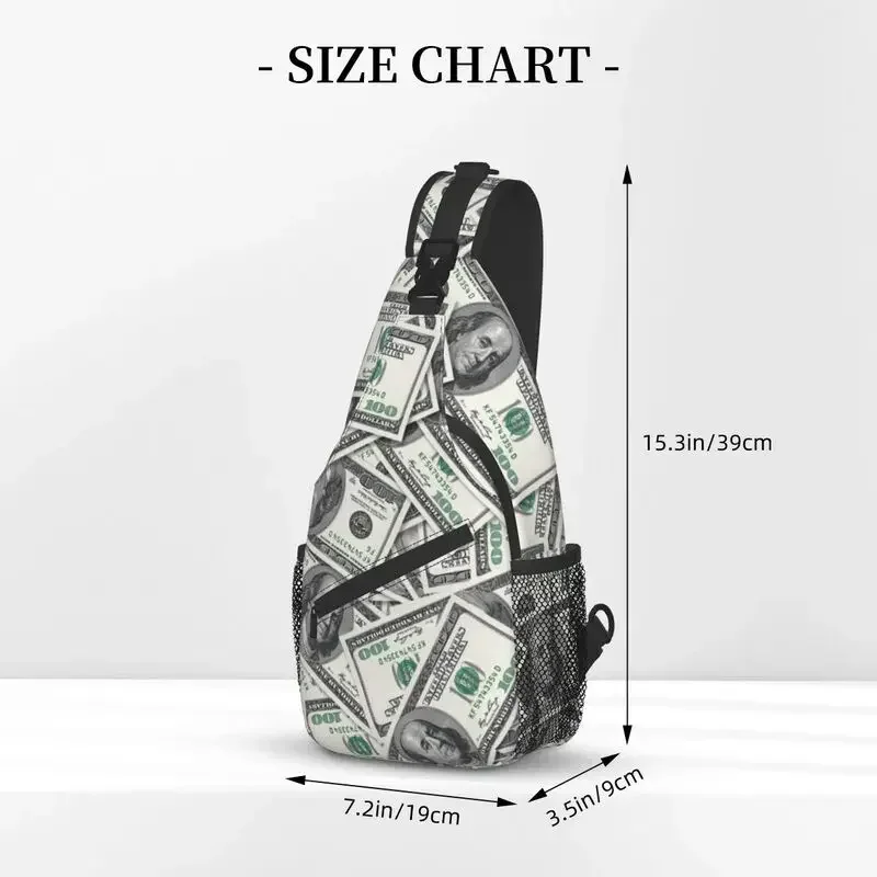 United States Dollar Banknoten Sling Cross body Brusttasche Männer cool uns Geld Muster Schulter rucksack für unterwegs