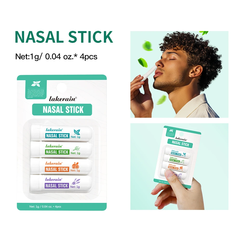 Nasal Stick Boosts Focus Inhaler Tubes Cooling Essential Oil Nasal Inhaler Aromatherapy Energy Bar Sinus&Congestion Relief Daily