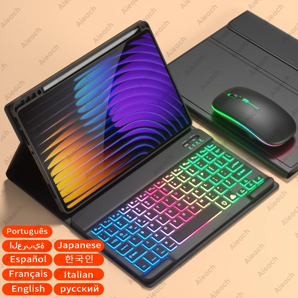 

Чехол с подсветкой для клавиатуры TULX для Redmi Pad SE Pro Pad 2 с наклейкой «сделай сам», держатель для карандашей, чехол для Xiaomi Pad 5 6 6S 7 7S Pro
