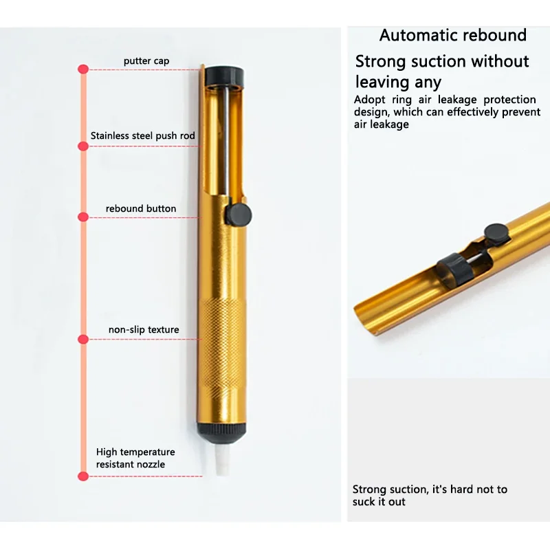 Electric soldering iron set supporting tools manual high rebound tin suction semi-aluminum alloy solder suction device