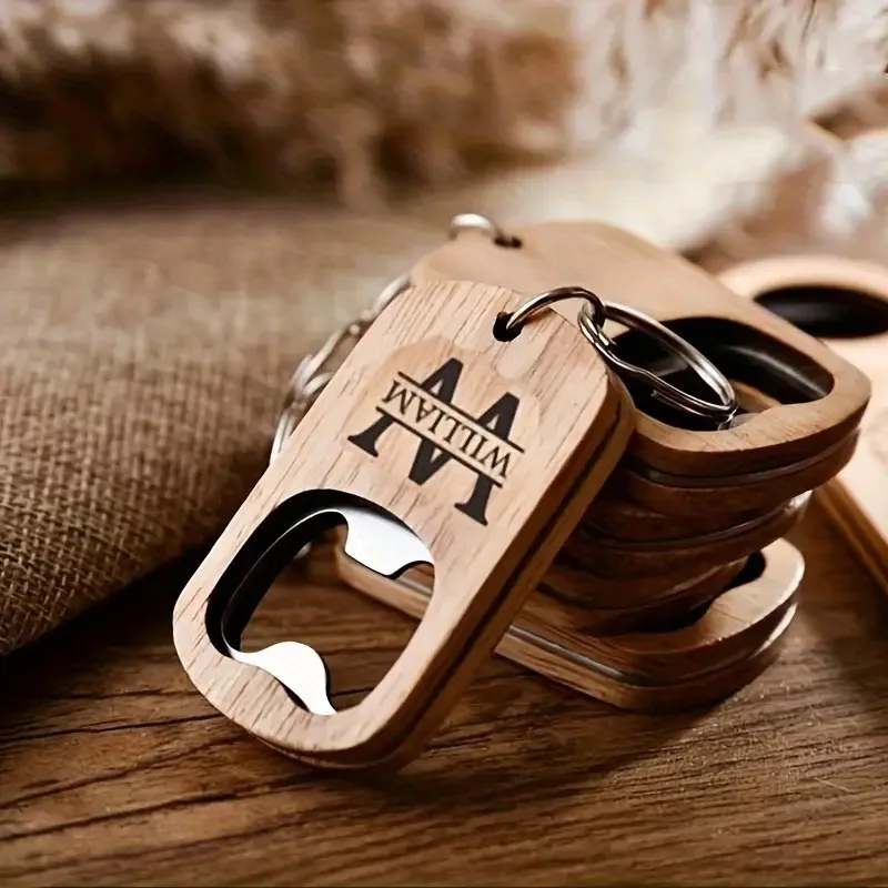 10/20/50 Pcs Wood Stainless Steel Beer Bottle Opener Baptism Gift Wedding Party Guest Keychain Laser Engraved Customized Logo